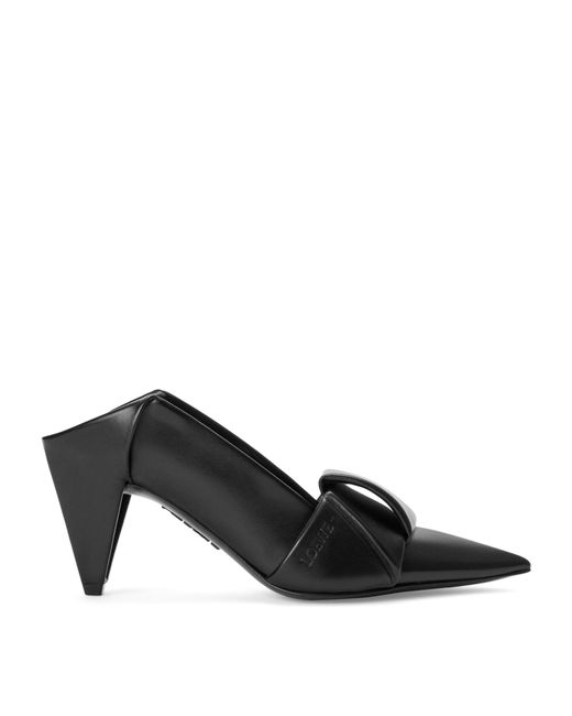Loewe Black Leather Origami Flap Back Pumps 70