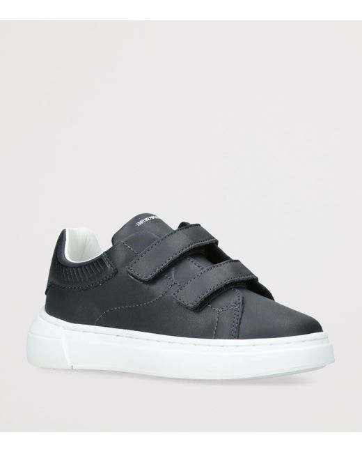Giorgio Armani Blue Leather Velcro Sneakers for men
