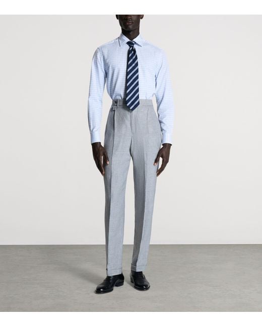 Dunhill Gray Prince Of Wales Check Tailored Trousers for men