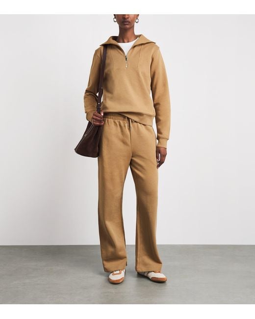 Harrods Natural Cotton Zip-Up Funnel-Neck Sweater