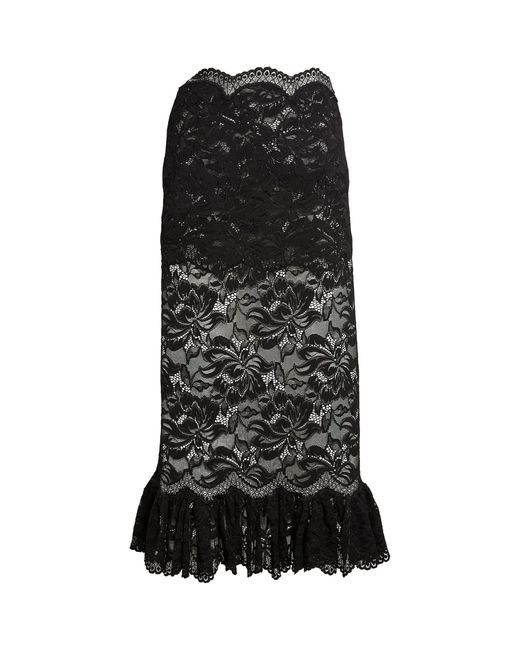 Rabanne Black Lace Midi Skirt