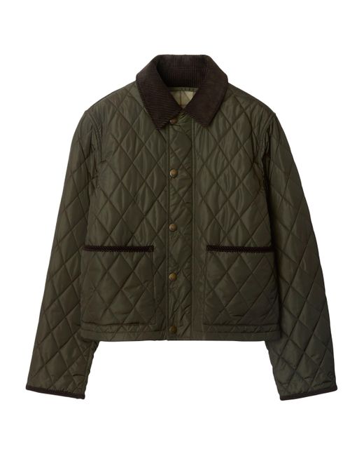 Burberry Green Cropped Quilted Field Jacket