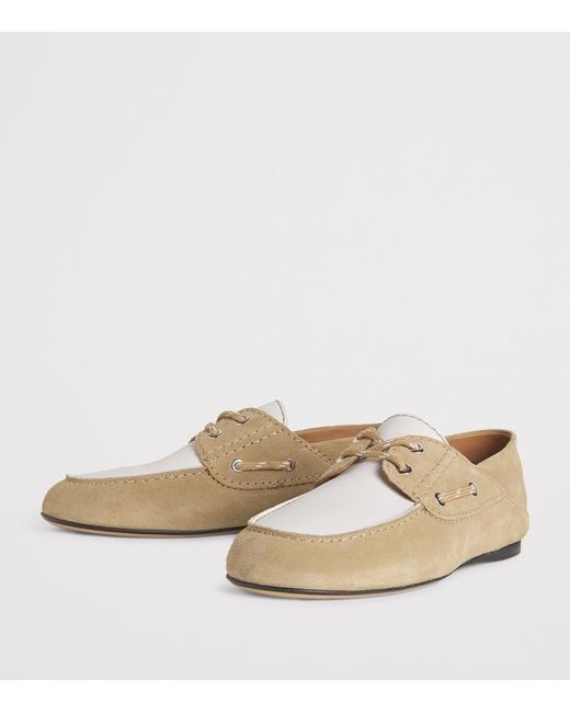 Sandro Natural Suede Two-Tone Boat Shoes