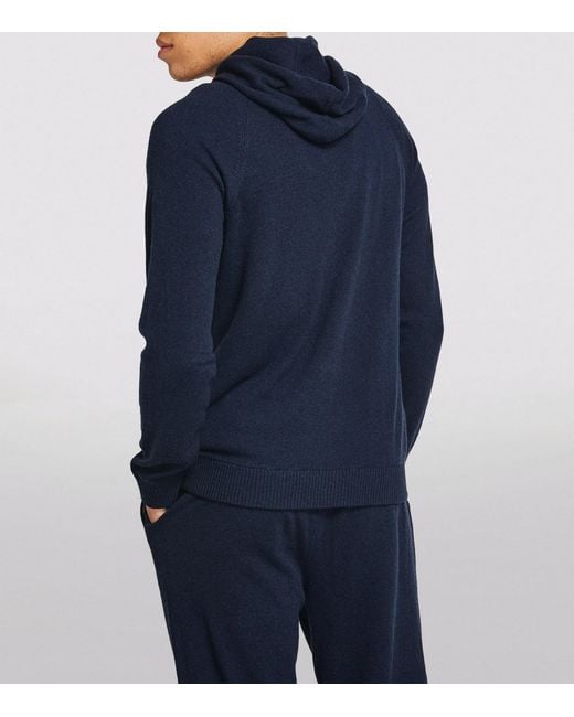 Derek Rose Blue Cashmere Zip-Up Hoodie for men