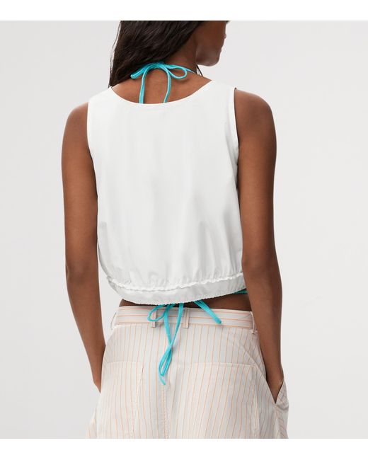 Loewe White X Paula's Ibiza Cotton-Blend Sleeveless Crop Top