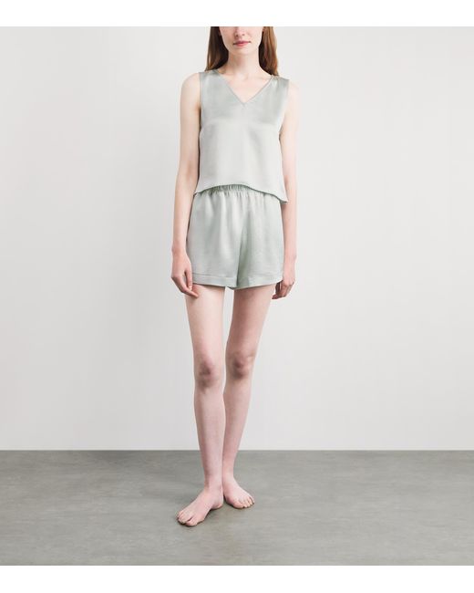 Leset Gray Satin Barb Shorts
