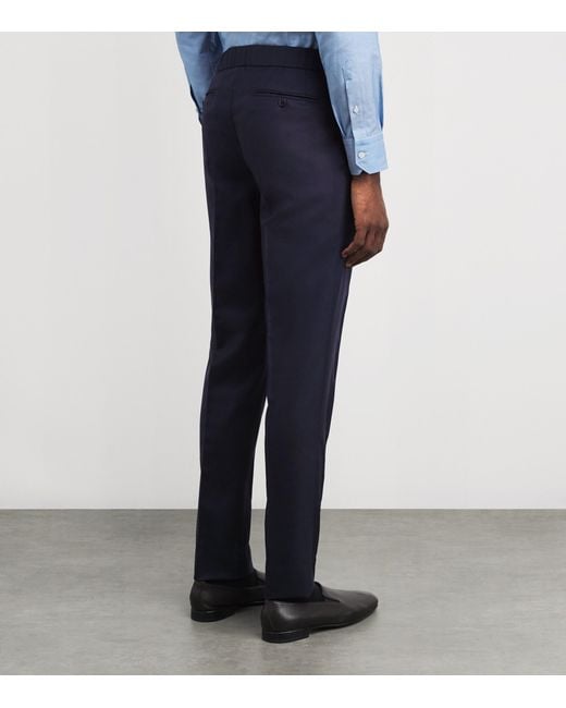 Brioni Blue Wool Pleated Melbourne Trousers for men