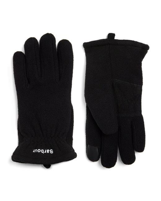 Barbour Black Fleece Leather-Trim Coalford Gloves for men