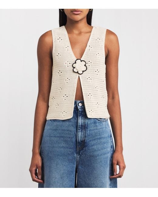 Sandro Natural Crochet Cardigan