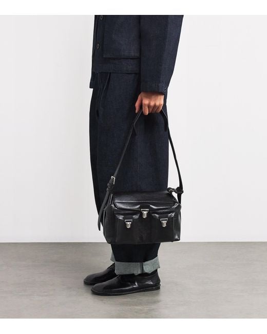 Lemaire Black Medium Leather Gear Shoulder Bag