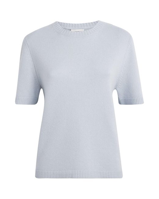 Soft Goat Blue Cashmere Oversized Short-Sleeve Sweater