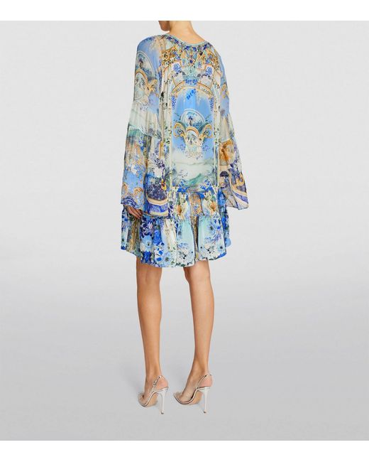 Camilla Blue Silk Panel Mini Dress