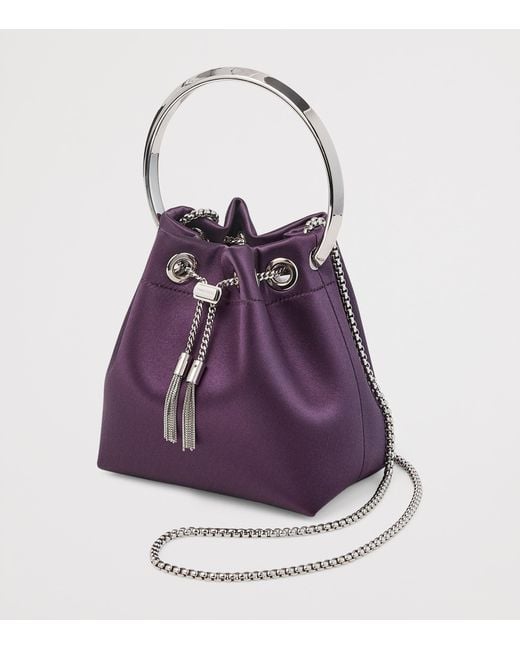 Jimmy Choo Purple Bon Bon Satin Top-Handle Bag