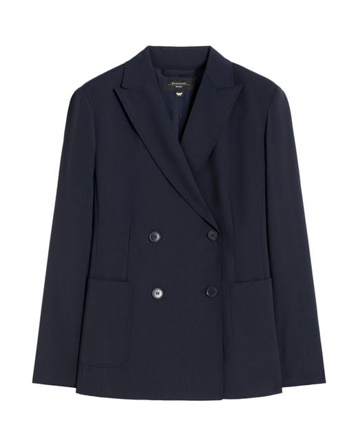 Weekend by Maxmara Blue Virgin Wool Double-Breasted Blazer