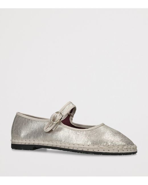Flabelus White Flor Mary Jane Flats