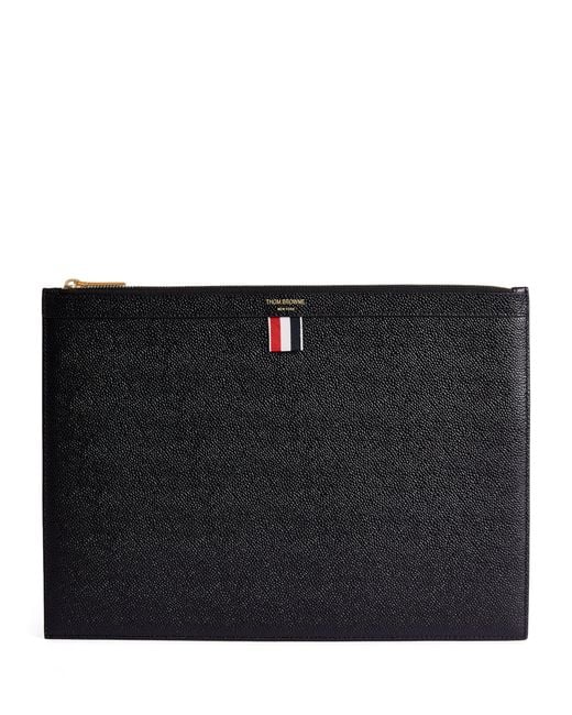 Thom Browne Black Medium Leather Pouch for men