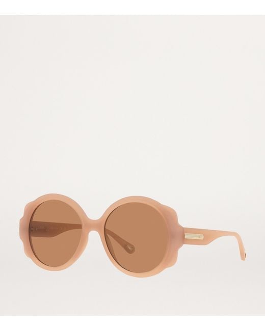 Chloé Brown Round Flower Sunglasses