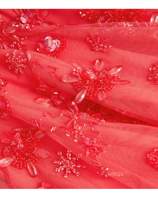 Zuhair Murad Red Crystal Flower-embellished Gown