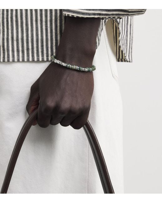 Tateossian Green Sterling And Moss Agate Constellation Bracelet for men