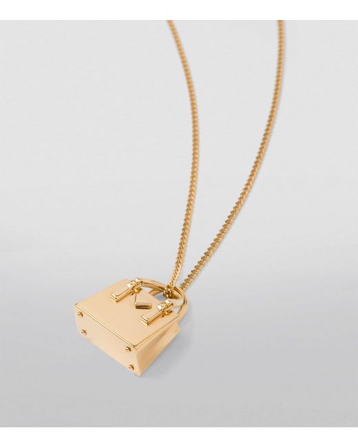 Prada Metallic Galleria Bag Pendant Necklace