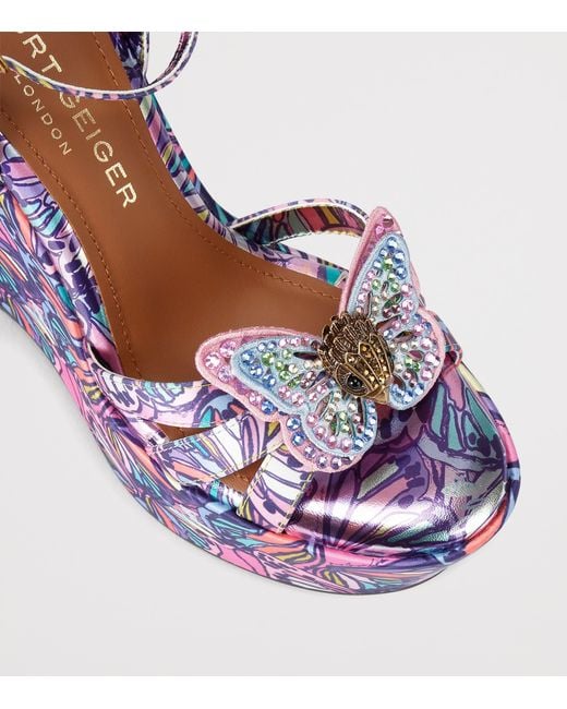 Kurt Geiger Blue Butterfly Wedge Sandals
