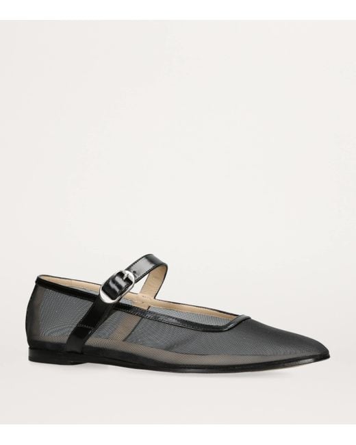 Le Monde Beryl Black Mesh Mary Jane Ballet Flats