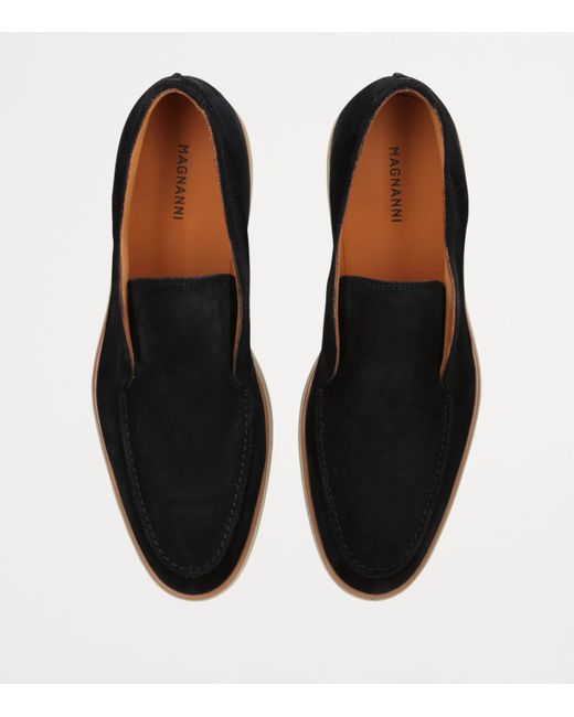 Magnanni Shoes Black Suede Paraiso Loafers for men