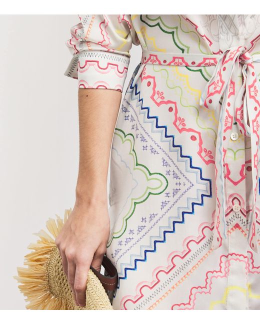 Mary Katrantzou White Printed Verona Mini Shirt Dress