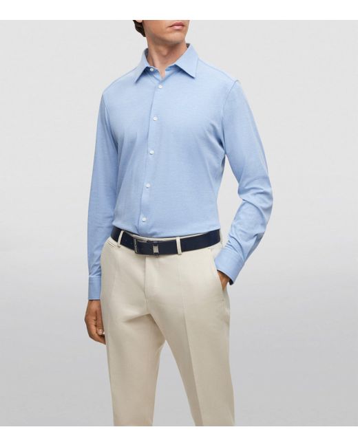 Boss Blue Stretch-Cotton Slim Shirt for men