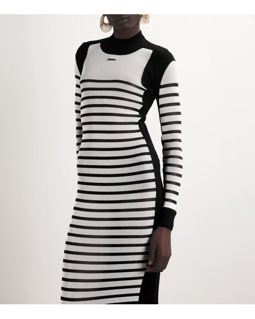 Jean Paul Gaultier Women Ribbed Mariniere Pullover With Transparent Window Detail