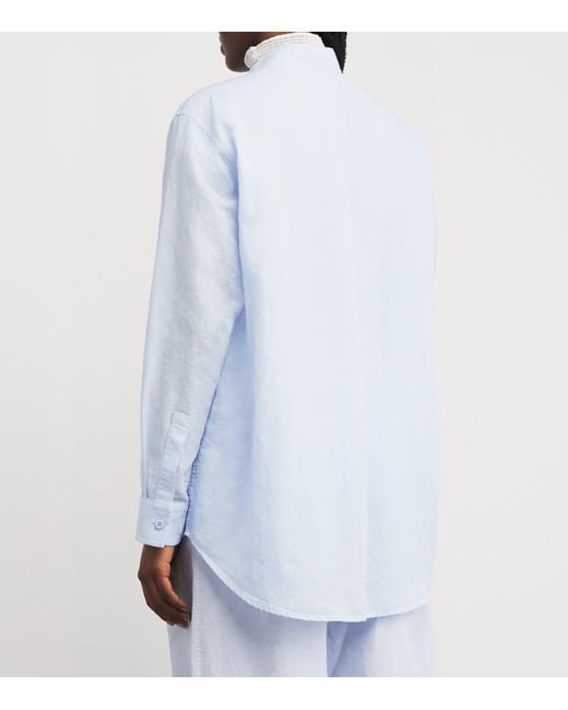 Issey Miyake Blue Cotton-Linen Paper-Esque U Shirt