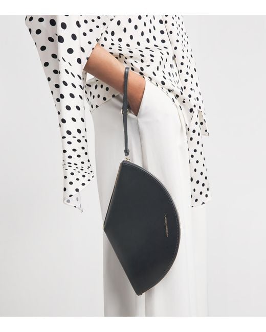 Carolina Herrera Gray Leather Consuelo Clutch Bag