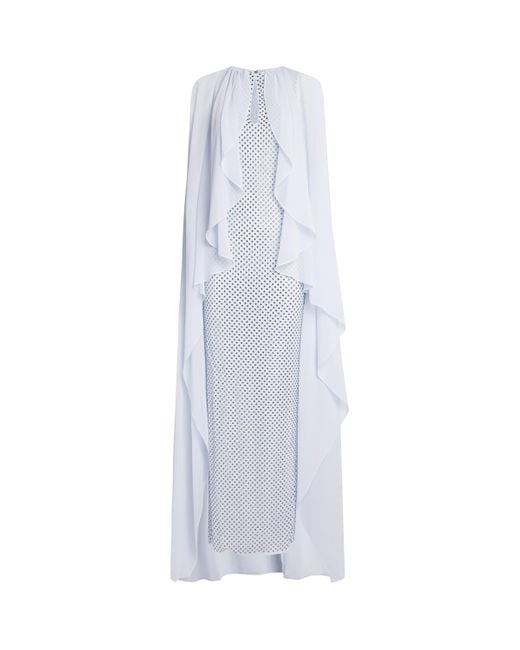Self-Portrait White Embellished Cape Gown