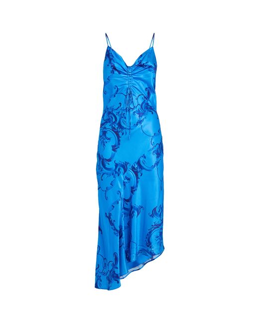 AllSaints Blue Silk-blend Alexia Midi Dress