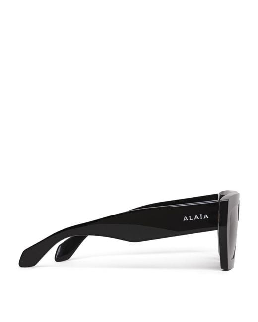 Alaïa Gray Acetate Rectangular Sunglasses