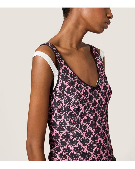 Miu Miu Purple Silk Floral Print Mini Dress