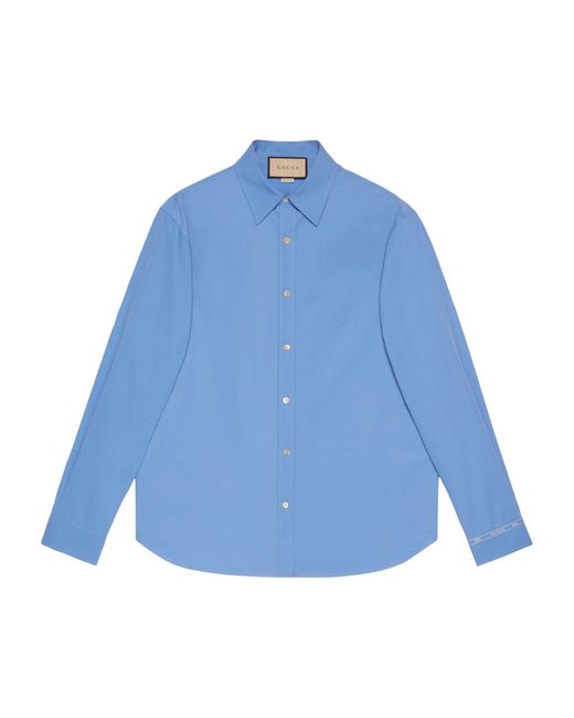 Gucci Blue Cotton Poplin Shirt