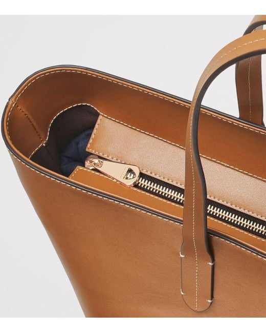 Aspinal Brown Leather East West Tote Bag