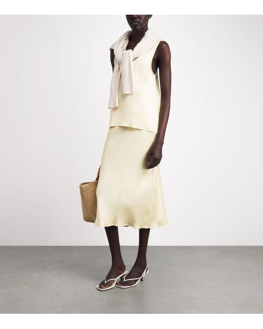 Anine Bing Natural Silk Bar Midi Skirt