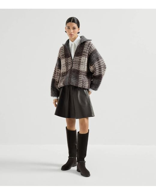 Brunello Cucinelli Gray Knitted Check Jacket