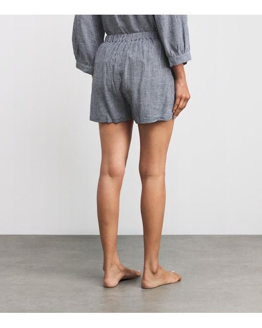 Eberjey Gray Linen-Blend Relaxed Pyjama Shorts