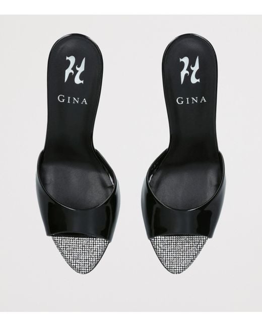 Gina Black Leather Marmont Heeled Mules 85