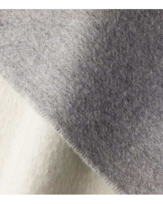 Prada Gray Wool-Cashmere Logo Scarf