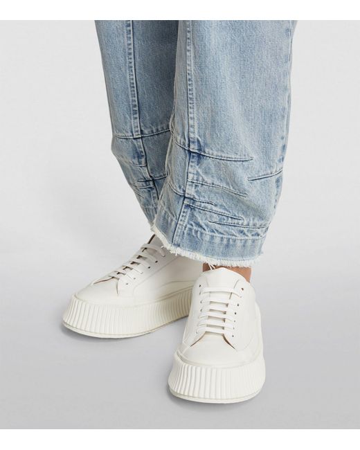 Jil Sander White Leather Flatform Low-top Sneakers