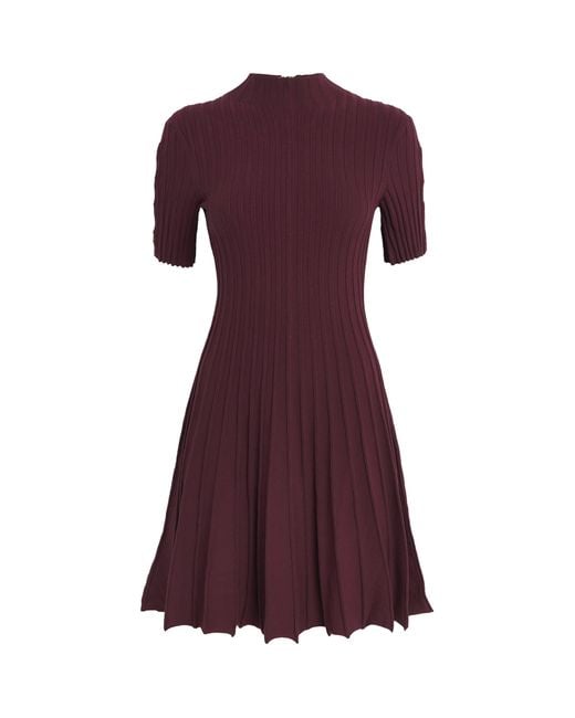 Maje Purple High-Neck Mini Skater Dress