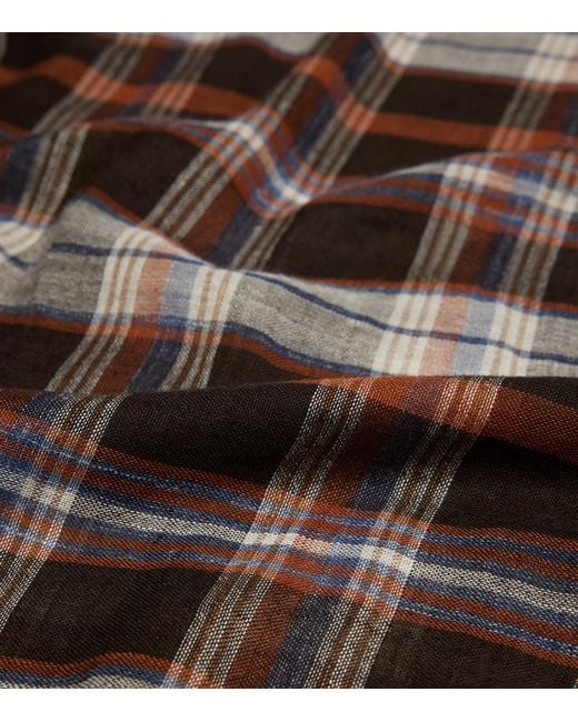 Dunhill Black Wool-Linen-Silk Tartan Scarf for men