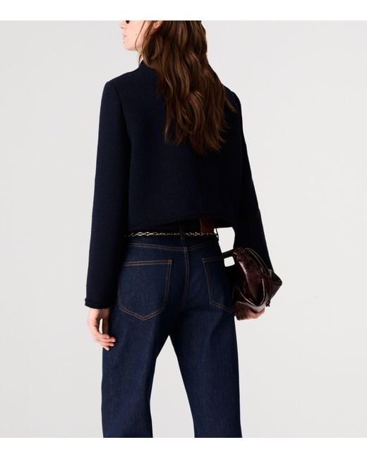 Maje Blue Tweed Cropped Jacket