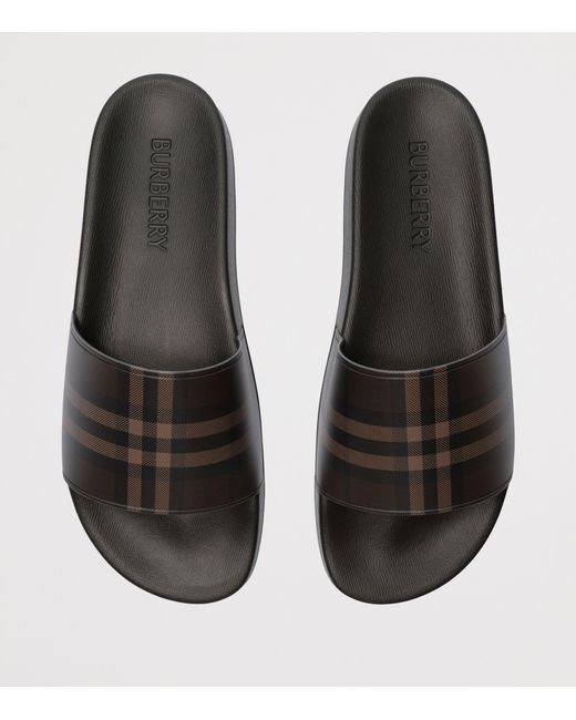 Burberry Brown Check Slides for men