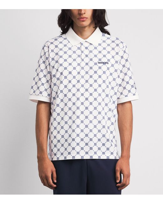 Manors White Piqué Monogram Goat Polo Shirt for men