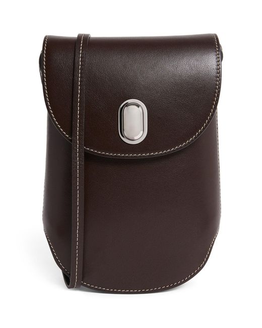 SAVETTE Brown Leather Tondo Cross-body Bag
